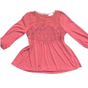 Alter’d State 1/2 sleeve tunic top with crochet lace detailing